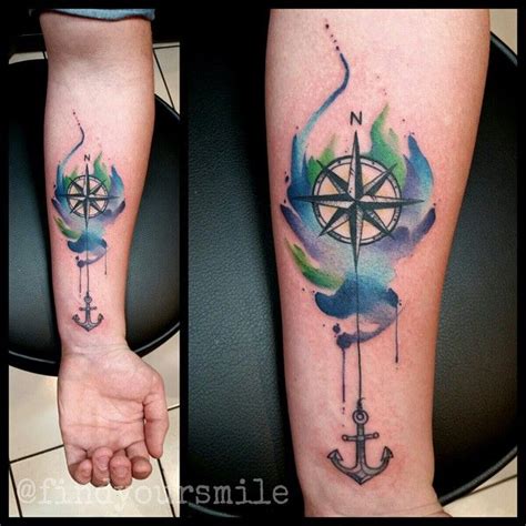 Water Color Anchor Compass Tattoo Watercolor Compass Tattoo Watercolour Tattoos Abstract