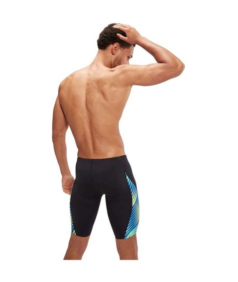 Bañador de Natación Speedo Allover Digi V Cut Jammer Hombre Negro Cobalto