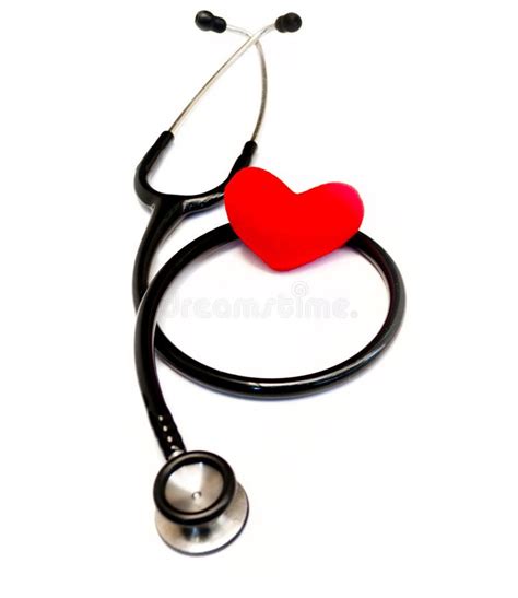 Medical Stethoscope And Heart Isolated On White Stock Image Image Of