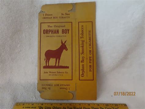 Vintage The Original Orphan Boy Smoking Tobacco Mule Logo Box Ebay