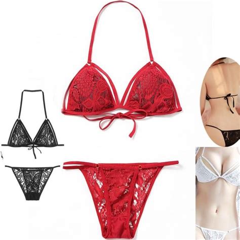 Jual Bra Sexy Lingerie Bra Gstring Set Bikini Renda Transparan Mauseksi