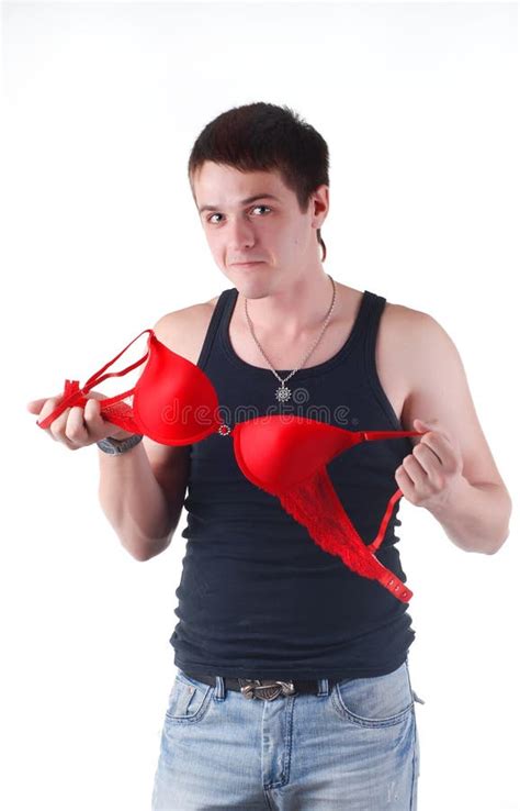 Attractive Man With Bra Stock Image Image Of Playful 10005583