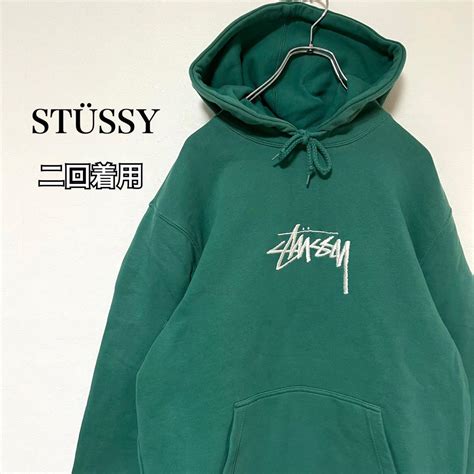 50％割引グリーン系xlll【希少！！】 【極美品】stÜssy ステューシー パーカー 刺繍 センターロゴ Xl パーカー トップス