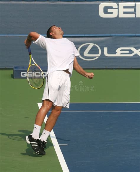 Male Professional Tennis Player Serve Editorial Stock Photo Image Of