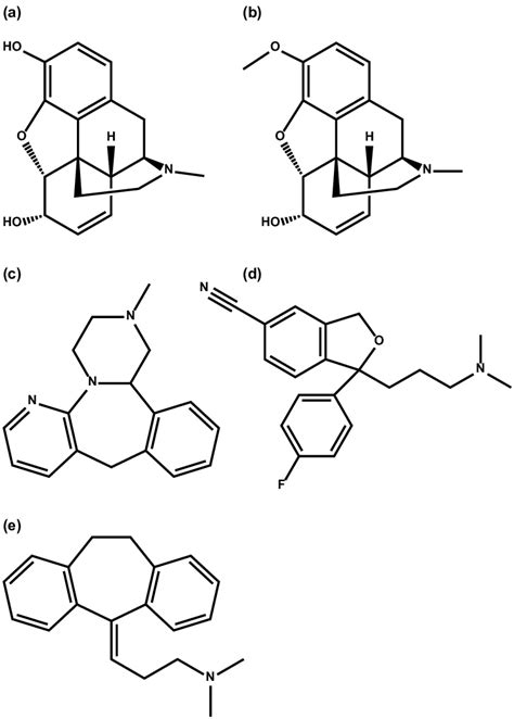 Chemical Structures Of A Morphine B Codeine C Mirtazapine D