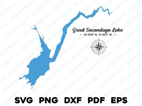 Great Sacandaga Lake New York Map Shape Silhouette Svg Png Dxf Pdf Eps Vector Graphic Design Cut ...