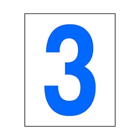 Number 3 Sticker Blue Safety Uk