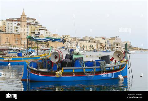 Fishing Boats In The Harbour And The Waterfront At Bellavista In Malta