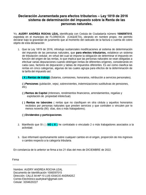 02 Declaracion Juramentada Retencion En La Fuente Art 383 Et Pdf