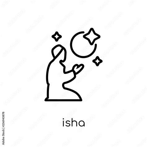 Isha Icon Trendy Modern Flat Linear Vector Isha Icon On White