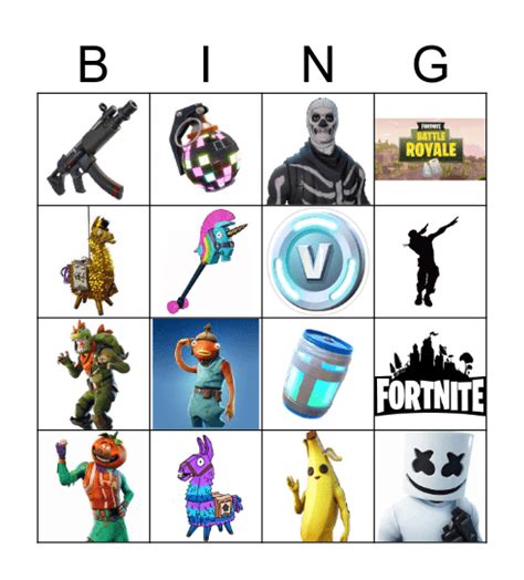 Fortnite Bingo Card