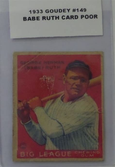 Coach S Corner 1933 Goudey Babe Ruth Baseball Card 149 POOR Condition