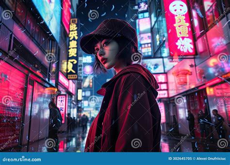 Neon Signs at the Street of Tokyo Stock Illustration - Illustration of ...