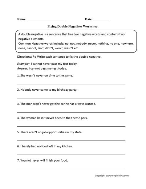 Working With Negatives Worksheet