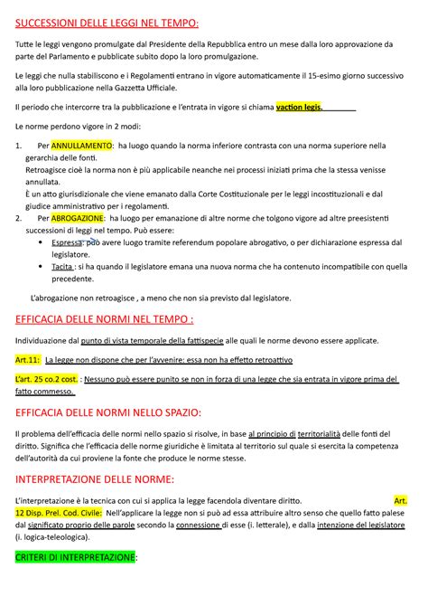 Interpretazione Della Legge SUCCESSIONI DELLE LEGGI NEL TEMPO Tutte