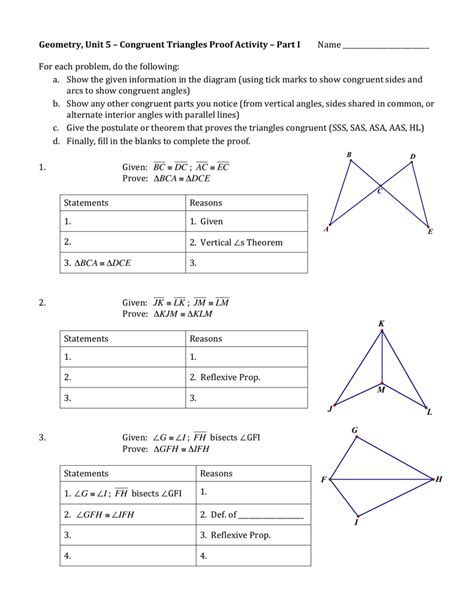 Triangle Proofs Worksheet Answers