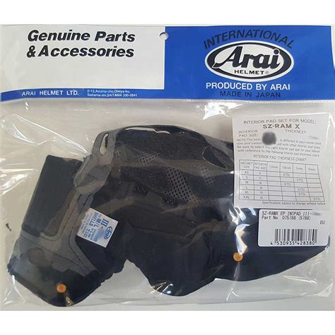 Arai Sz Ram X Sz R Vas Interior Pad 10 Mm Black Motardinn