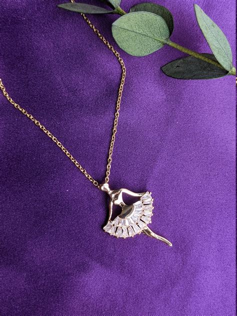 14k Gold Plated Ballerina Necklace Etsy Uk