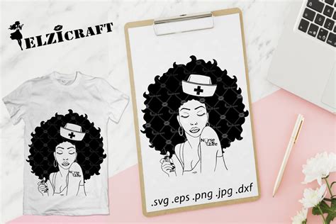 Afro Woman Nurse Life Silhouette Svg Cut File By Elzicraft Thehungryjpeg