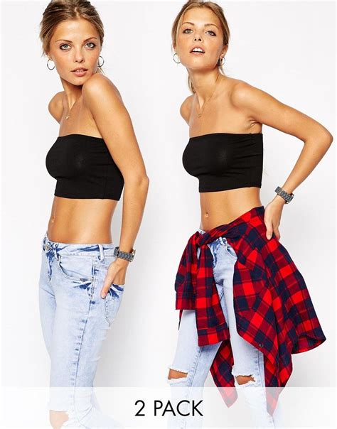 Asos Collection Crop Bandeau Top 2 Pack