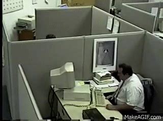 Man destroys computer on Make a GIF