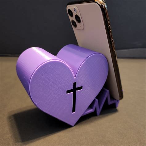 Download STL file Heart Beat Phone Stand with Compartment • 3D printing