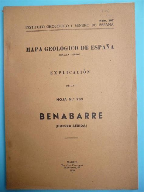 Mapa Geológico de España Explicación de la hoja nº 289 Benabarbe