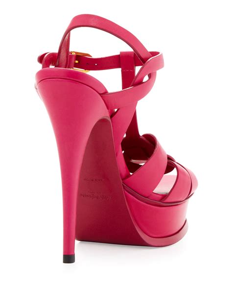 Saint Laurent Tribute High Heel Leather Sandal Fuchsia