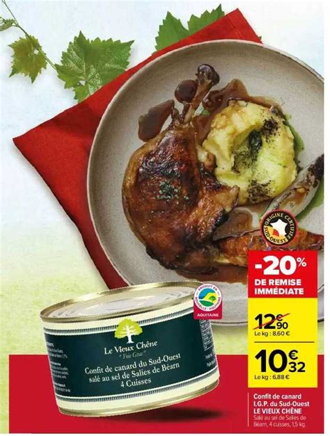 Promo Confit De Canard I G P Du Sud Ouest Le Vieux Ch Ne Chez