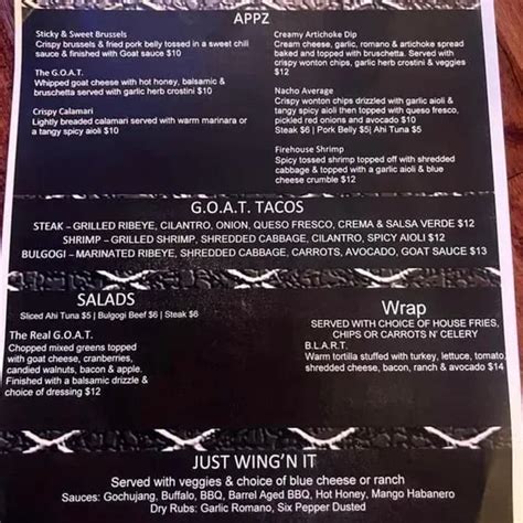 The Goat Pub And Grill Menu Rockford Il Checkle