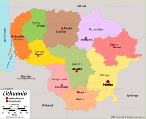 Political Map of Lithuania - Ontheworldmap.com