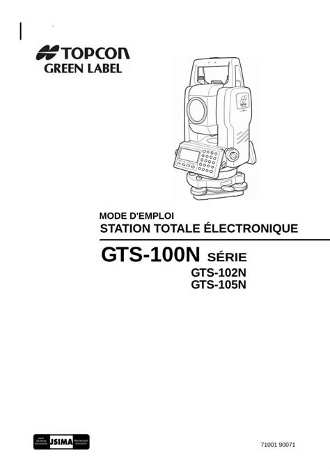 PDF MODE D EMPLOI STATION TOTALE ÉLECTRONIQUE GTS topcon