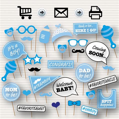 Free Printable Boy Baby Shower Photo Booth Props Free Printable