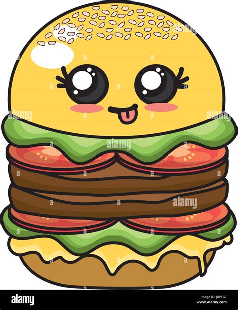 Kawaii Cute Hamburger Fast Food Stock Vector Image And Art Alamy