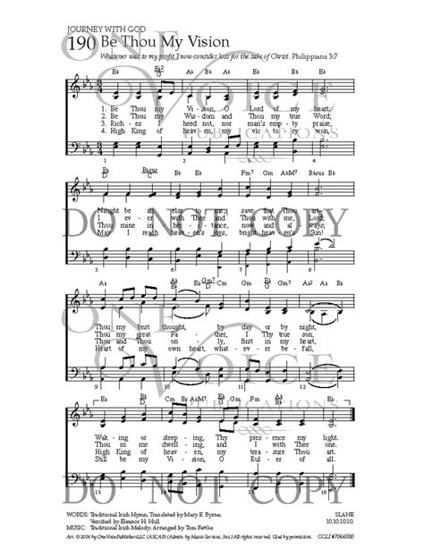 Be Thou My Vision Sheet Music With Guitar Chords One Voice Hymnal