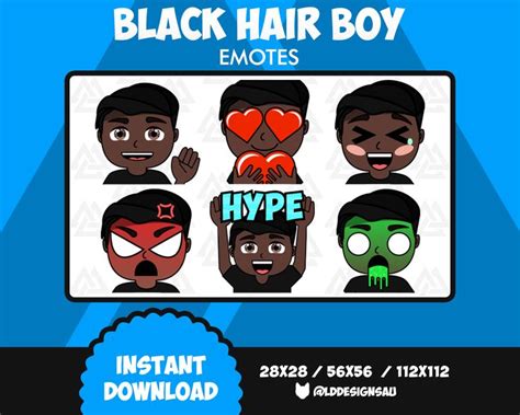 Boy Twitch Emote Chibi Male Black Hair Brown Eyes Emote Etsy