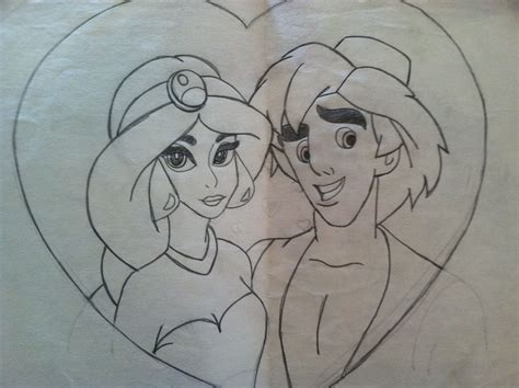 Jasmine and Aladdin | Sketches, Drawings, Female sketch