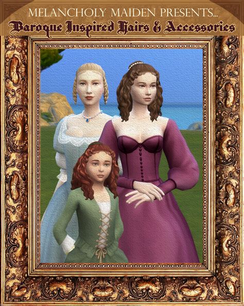 Baroque Hairs And Accessories Part 1 Melancholy Maiden Sims Medieval