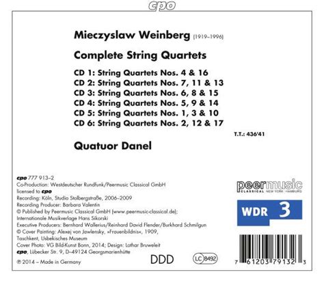 Mieczyslaw Weinberg S Mtliche Streichquartette Cds Jpc