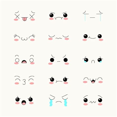 Different Expressions of Kawaii Faces