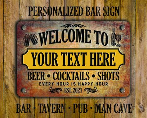 Custom Vintage Style Metal Bar Sign Etsy