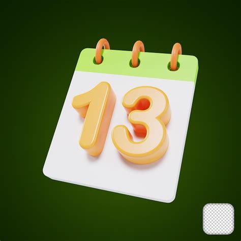 Premium PSD | Calendar day 13 of month 3d illustration