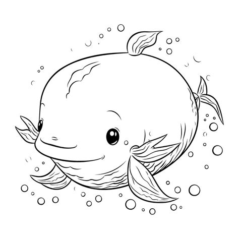 Premium Vector Cute Cartoon Whale Coloring Book For Children Vector