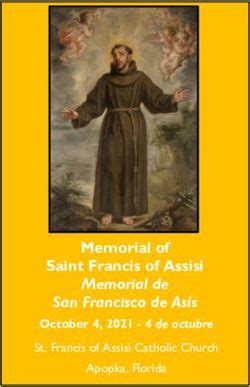 Memorial of Saint Francis of Assisi Memorial de San Francisco de Asís