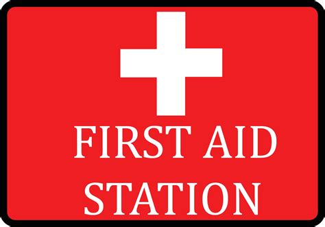 Red First Aid Station Sign Large Injury Medical Warning Signs