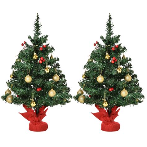 HOMCOM Set 2 Alberi di Natale Ø40x60 cm con 15 Luci a LED 73 Rami e