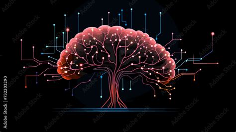 Conceptual Representation Of An AI Powered Brain With Neural Pathways