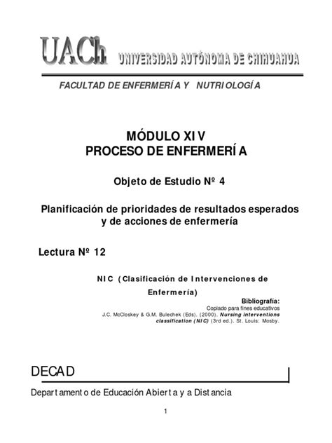 Nic Clasificacion De Intervenciones De Enfermeria Pdf Enfermería Ansiedad