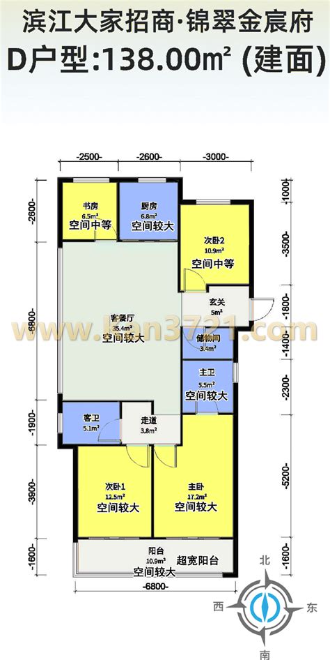 金科碧桂园博翠府135方b户型四房两厅两卫 杭州看房网