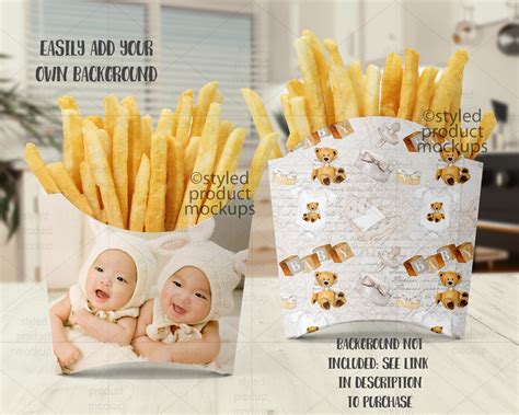 Party Favor French Fries Holder Mockup Add Your Own Image Etsy